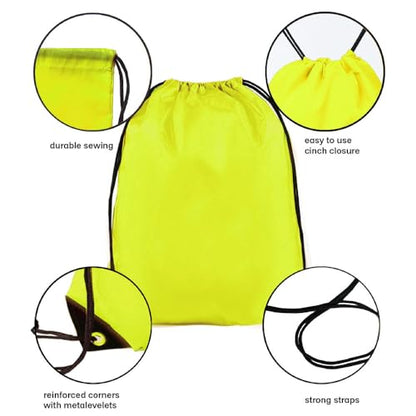 Drawstring Backpack Bulk 24Pcs Draw String Backpack Bags DIY Gym Sports Traveling Yoga Cinch Bag Sackpack Drawstring(yellow) - color: Yellow
