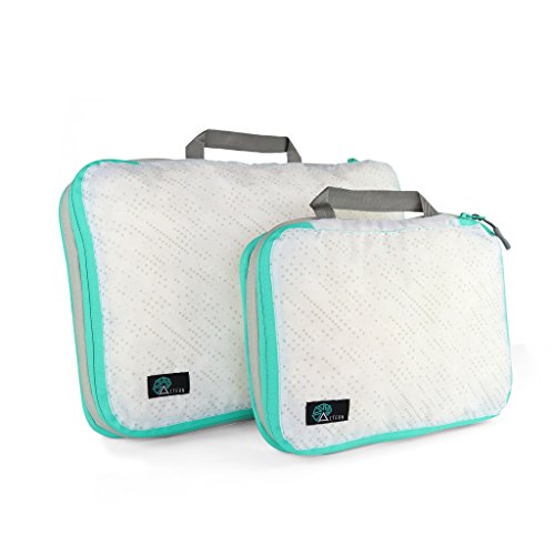 Acteon Compression Packing Cubes - 2 Pack Clean Dirty Separate Zipper - Lightweight Travel Packing Cubes for Luggage - Suitcase Organizer Travel Cubes - Large Small Laundry for Clothes Shoes Makeup - color: Waypoint