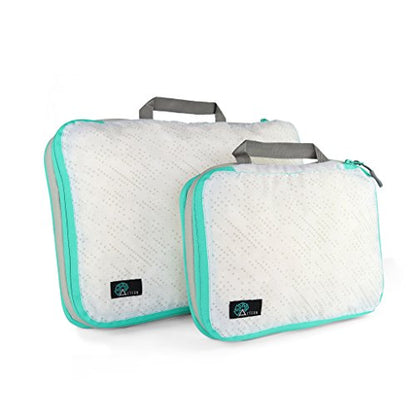 Acteon Compression Packing Cubes - 2 Pack Clean Dirty Separate Zipper - Lightweight Travel Packing Cubes for Luggage - Suitcase Organizer Travel Cubes - Large Small Laundry for Clothes Shoes Makeup - color: Waypoint