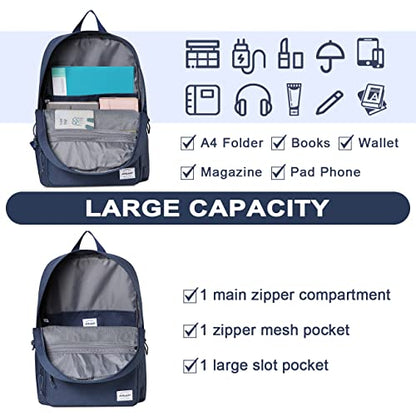 RAVUO School Backpack, Lightweight Classic Bookbag Casual Daypack for Men Women - color: Blue