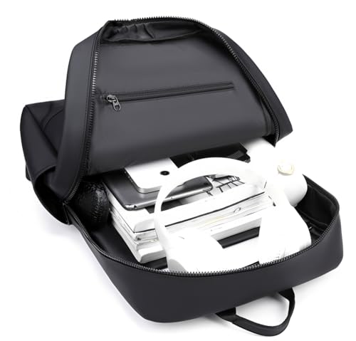 Men's Waterproof Laptop Backpack, Travel Bag, Black, Adjustable Shoulder Straps, Luggage Strap (black) - color: Black