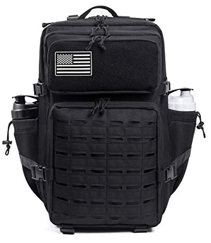 QT&QY 25L/45L Military Tactical Backpack For Men Molle Daypack 3 Day Bug Out Bag Hiking Rucksack With Bottle Holder - color: 45l 2.0 Black