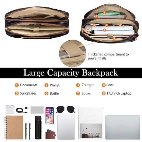 Stuery Faux Leather Messenger Bag for Men 17-17.3 Inch: Laptop Bag Briefcase Computer Handbags Shoulder Crossbody Bag with Padded Laptop Sleeve for Work College Travel, Black Brown - color: Pu Black Brown