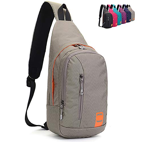 Peicees Small Sling Backpack Waterproof Unisex Shoulder Bag Chest Crossbody Daypack - color: 2_gray, size: Large