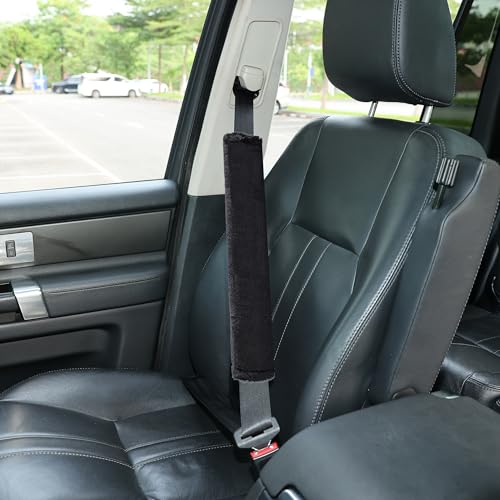 Amooca Soft Faux Fur Universal Fit Seatbelt Cover Car Truck SUV Airplane Seat Belt Shoulder Pad for Carmera Backpack Straps Neck Cushion Protector Extra Long 15.7in Black - color: Black, size: 15.7in 1pack