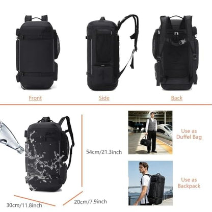 BE SMART 50L Extra Large Gym Backpack for Men, Big Gym Bag with Shoes Compartment, Waterproof Heavy Duty Duffel Bags (Solid Black, Large-40L) - color: Solid Black, size: Large-40L