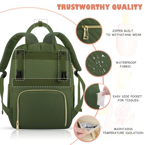 Tenot Baby Diaper Bag Backpack, Travel Diaper Bags for Girl Boy Large Capacity Baby Bag Backpack for Women Army Green - color: Army Green