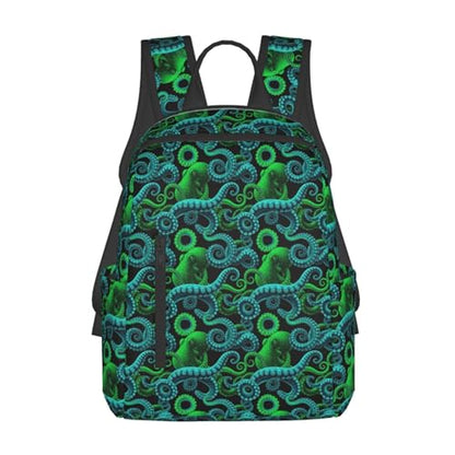 Travel Daypack Green Watercolor Octopus, Quick-Access Pocket, Side Bottle Holder, for Active Adults - color: Picture (50)