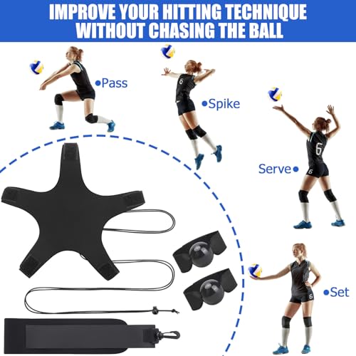 TOBWOLF Volleyball Spike Trainer, Elastic Self-Training Volleyballs Resistance Band, Volleyball Equipment Training Aid Improves Serving, Jumping, Arm Swing Mechanics and Spiking Power - color: Volleyball Resistance Band with Adjustable Waist Belt