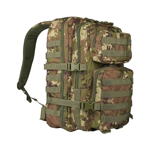 Mil-Tec Unisex Assault Pack - Rugged Durable Lightweight Ergonomic Versatile Tactical Outdoor Camping Hiking Backpack with Adjustable Padded Shoulder Straps & MOLLE Loops, Vegetato Woodland Camo, 20L - color: Vegetato Woodland Camo, style: 20l