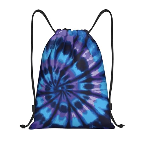 Gianlaima Tie Dye Blue Purple Background Drawstring Bags Backpack Sport Ball Bag Sport Gym Sack Drawstring Bag String Bag Yoga Dance Travel Bag For Men Women - color: Black2