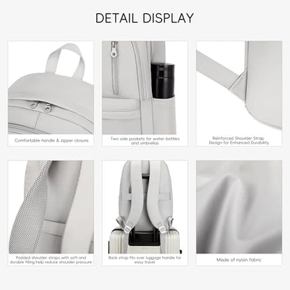 BAGOK Lightweight Nylon Backpack for Women & Men – Foldable, Large Capacity, Ideal for School, Travel & Work - color: Grey
