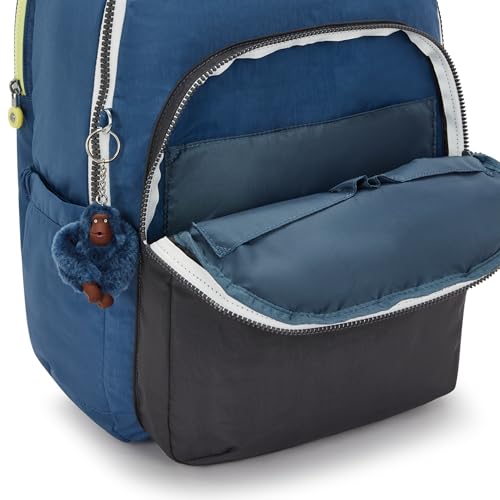Kipling Women's Seoul Extra Large 17" Laptop Backpack, Durable, Roomy with Padded Shoulder Straps, Built-In Protective Sleeve - color: Fantasy Blue Block, size: 13.5''L x 17.75''H x 9''D