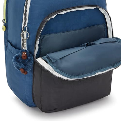 Kipling Women's Seoul Extra Large 17" Laptop Backpack, Durable, Roomy with Padded Shoulder Straps, Built-In Protective Sleeve - color: Fantasy Blue Block, size: 13.5''L x 17.75''H x 9''D