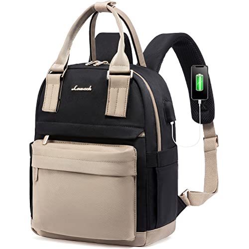 LOVEVOOK Mini Backpack for Women Stylish Waterproof Backpack Purse with USB Port, Cute Daypack for College Travel Party - color: Khaki & Black, size: 11 Inch