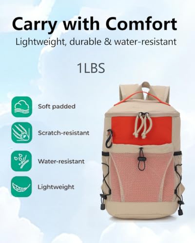 BESMART Small Hiking Backpack for Women, Mini Travel Daypack with S Hook - color: Khaki/Orange