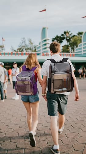 Clear Backpack for School Large Clear Bookbag with Multi-Pockets PVC Transparent Backpack for Boys Girls, Purple - color: Purple-1pack