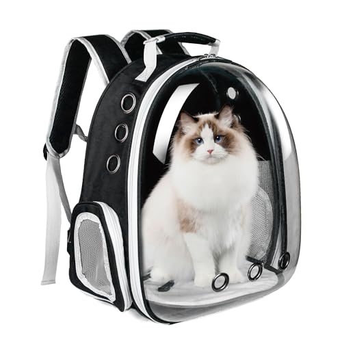 Cat Backpack, Airline Approved Bubble Carrying Bag for Small Medium Dogs Cats, Space Capsule Pet Carrier Dog Hiking Backpack Travel Carrier(Black) - color: Black
