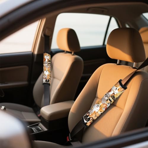 2Pcs Soft Auto Seat Belt Cover Pads, Cute Dog Car Seatbelt Shoulder Cushion for Comfortable Driving, Compatible with All Cars' Seatbelt and Backpack Straps 11x2.4inch - color: Dog