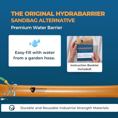 The Original HydraBarrier Standard Flood Barrier – 6 ft Long x 4 in High – Light, Reusable Sandbag Alternative – Flood Control & Diversion Tube for Home, Garage, Door & Property Protection - size: 6 Foot Length