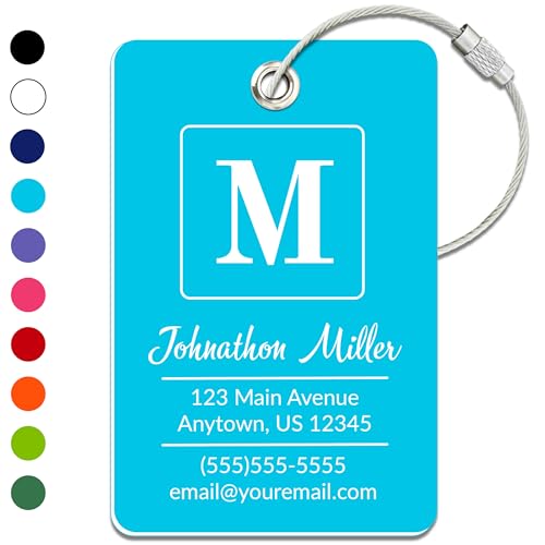 Personalized Luggage Tag | Custom Luggage Tags for Suitcases | Kids Backpack Tag | 10 Color Options & Choose Font, Font Color - color: Light Blue, size: 1 pack - Large