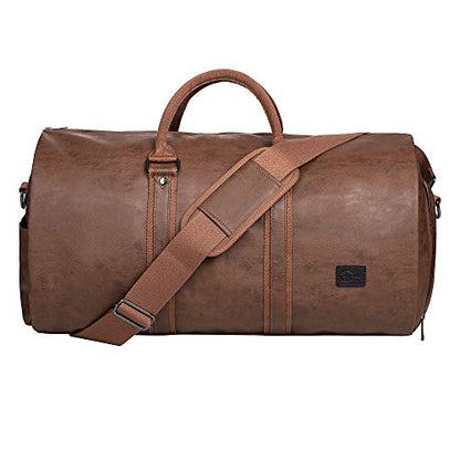 seyfocnia Convertible Travel Garment Bag,Carry on Garment Duffel Bag for Men Women - 2 in 1 Hanging Suitcase Suit Business Travel Bag - color: Brown