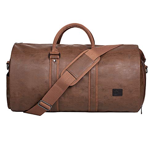 seyfocnia Convertible Travel Garment Bag,Carry on Garment Duffel Bag for Men Women - 2 in 1 Hanging Suitcase Suit Business Travel Bag - color: Brown
