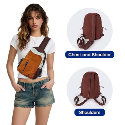 Ultralight Convertible Sling Backpack - Wear as Crossbody or Backpack for Commuting, Hiking, Travel and Cycling (Brown) - color: Brown