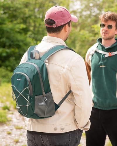 WATERFLY 12L Small Hiking Backpack: Day Pack Lightweight Travel Bag Camping Fitness Cycling Outdoor Sports Daypack For Women Men - color: Dark Green