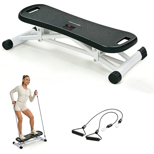 Rock Stepper Side To Side Balance Boards For Adults Includes Lcd Display & Resistance Bands A Low-impact, Compact Stepper Ideal For Targeting The Legs, Glutes, And Abs - color: Black + White