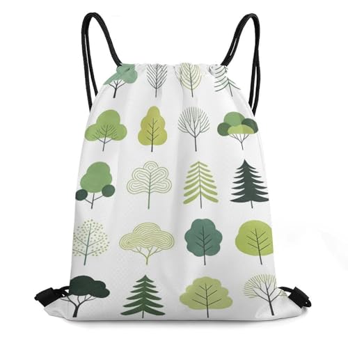 Honeycomb Drawstring Backpack Lightweight & Durable Bag Green Trees with Unique Textures for City Life - color: Style-5