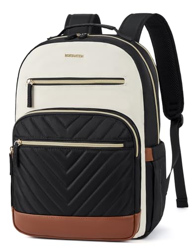 BOSTANTEN 15.6 Inch Laptop Backpack for Women- College Teacher Computer Bag Travel Backpack Purse Brown＆Black