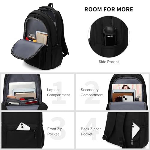GAEKEAO Everyday Backpack for Women Men, Lightweight Casual Bookbag Travel Backpack for Work College Commute Black - color: C01 Black