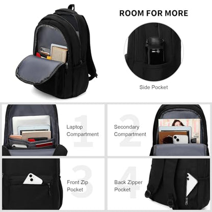 GAEKEAO Everyday Backpack for Women Men, Lightweight Casual Bookbag Travel Backpack for Work College Commute Black - color: C01 Black