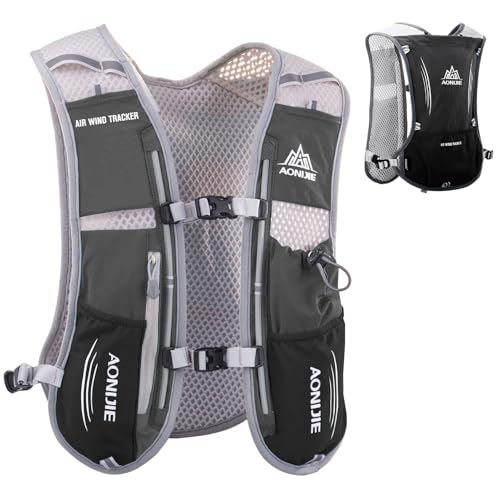Azarxis Hydration Running Vest Backpack Pack 5L 5.5L for Women and Men Jogging Trail Race Marathon Cycling Hiking - color: #1 Black (5L) - Only Backpack