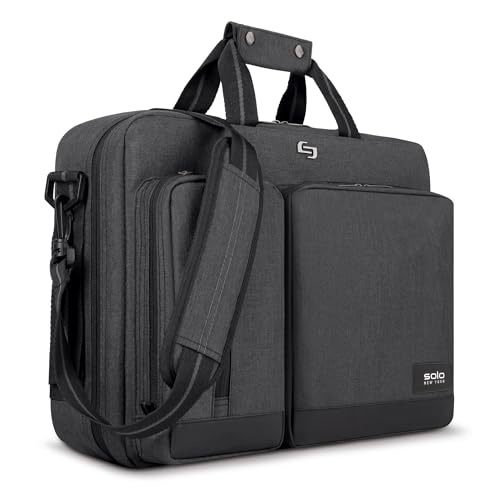 Solo New York Hybrid Briefcase Backpack - Laptop Carrying Bag for Women & Men, Fits 15.6" Computer, Adjustable - Duane, Black - color: Grey