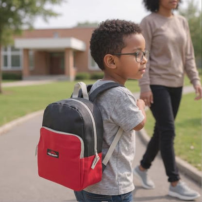 Trail maker 15 Inch Backpack for Kids, Preschool, Elementary & Middle School Students – Spacious Bookbag with Large Front Pocket, Adjustable Straps, Fits up to 13 Inch Laptop (Red) - color: Red