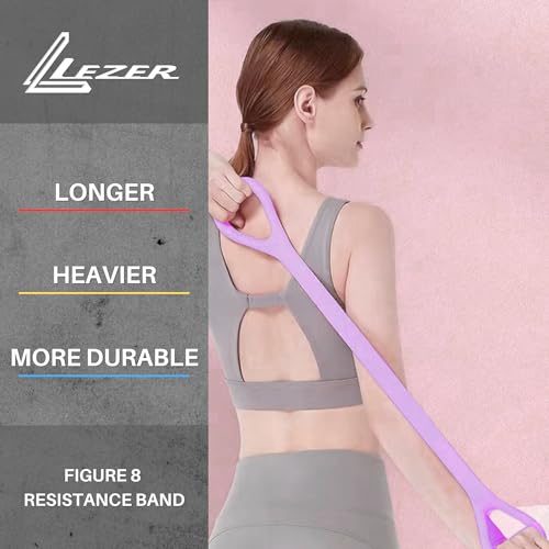 LEZER Figure 8 Resistance Band, Fitness Elastic Rope, Execrise Workout for Arm, Back, Chest and Shoulder, Yoga, Pilates, Stretching, Physical Therapy Equipment - style: Purple；20 lbs