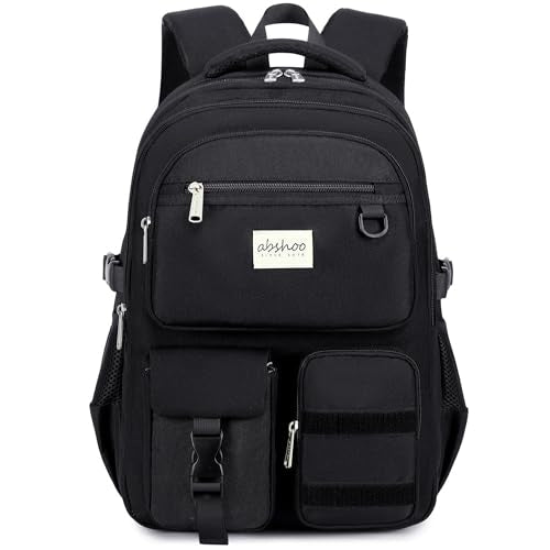 abshoo Large Heavy Duty Backpack For School College Bookbag Casual Multi Pocket Travel Backpacks - color: Black