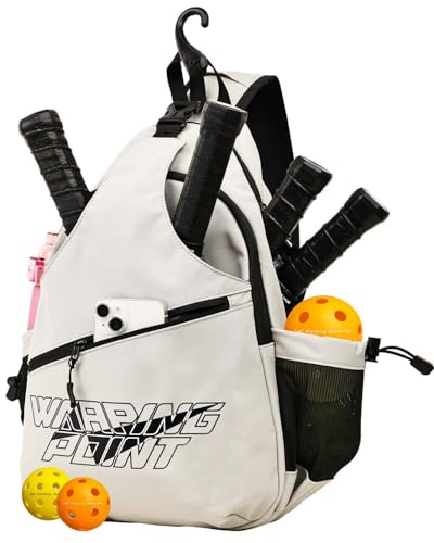 Warping Point Pickleball Bag, Adjustable Large Capacity Pickleball Crossbody Backpack for Women Men, Sling Padel Bag Hold 2 to 4 Paddles with Multiple Compartments, Wet & Safety Pocket Fence Hook - color: Pickleball Bag - Grey