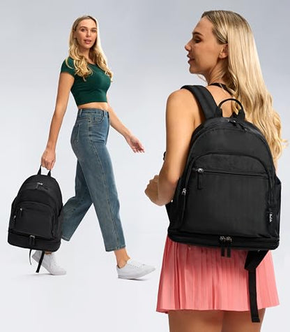 Uselike Gym Backpack for Women Men, Lightweight Gym Bag with Shoe Compartment, Waterproof Workout Backpack with Wet Pocket - color: Black