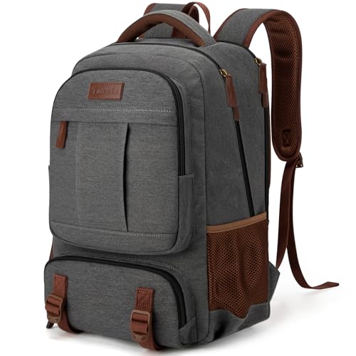 Tzowla Canvas Laptop Backpack, Bag for Men Women - color: Dark Grey, size: 15.6inch