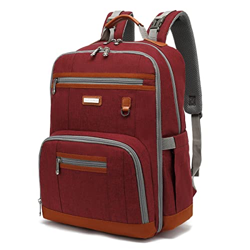 Diaper Bag Backpack, Large Baby Nappy Bags with Portable Changing Pad for Boys and GirlsMultifunction Travel Baby Bag for Moms Dads, Shower Gifts Waterproof and Stylish，Red - color: Red
