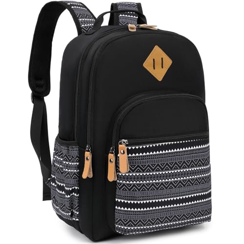 Leaper Travel Backpack for Women Laptop Backpack for Men Water-resistant School Backpack for Girls Kids Boys Back Pack Casual Daypack Satchel Geometric Black - color: Black-geometric, size: X-Large