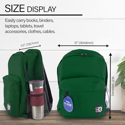 BAZIC 1053 Classic Backpack, Green, 17" - color: Green, size: 17"