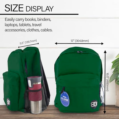 BAZIC 1053 Classic Backpack, Green, 17" - color: Green, size: 17"