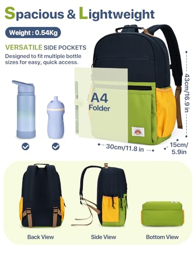 VASCHY School Backpack, Lightweight Classic Cute Aesthetic Bookbag Daypack for Teen Boys Girls Traveling/Gym/Middle School Blue Green - color: Blue Green-l, size: Large-17in