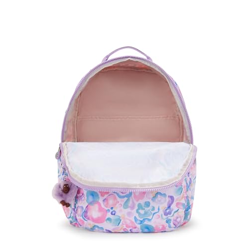 Kipling Women's Seoul Extra Large 17" Laptop Backpack, Durable, Roomy with Padded Shoulder Straps, Built-In Protective Sleeve - color: Aqua Flowers, size: 13.5''L x 17.75''H x 9''D