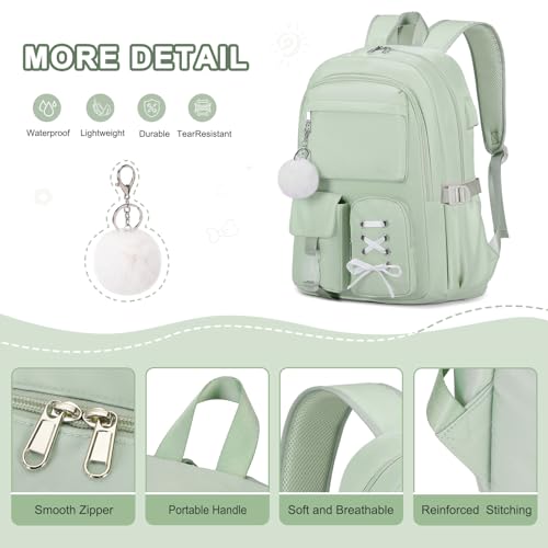 Scothen Backpacks for Girls, Girls Backpack with Lunch Box & Pencil Pouch for Teens Girl Kids Elementary Middle High School College Student Bookbag Daypack Laptop Travel Backpack for Women - color: Green