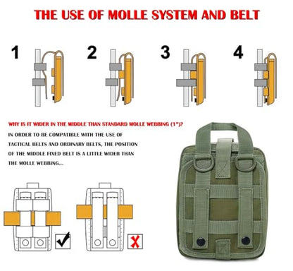 Molle First aid Kit pouch Empty ifak bag EMT Tactical Pouch for Med Rescue - color: OD
